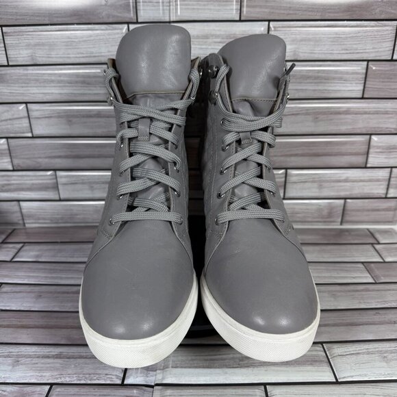 Linea Paola Women's Grey Leather Fiji Lace Up Wedge Sneakers Shoes Size 11 - Picture 2 of 10